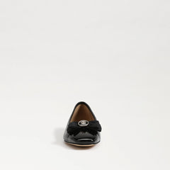 Sam Edelman Maren Black/Leather Slip On Squared Toe Bow Detailed Ballet Flats