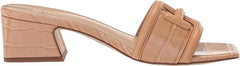 Sam Edelman Waylon Beechwood Slip On Squared Open Toe Mule Block Heel Sandals