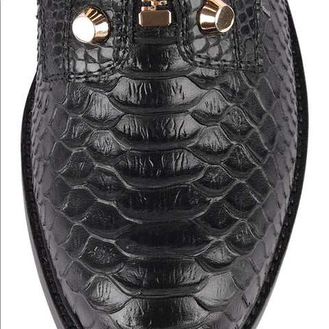 Jeffrey Campbell TONETTE Black Snake Embellished Block Chunky Heel Combat Boots