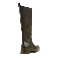 Sam Edelman Larina Alpine Green Leather Chunky Lug Sole Knee High Riding Boots