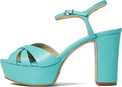 Schutz Keefa River Acqua Open Toe Buckle Ankle Strap Platforms Heeled Sandals