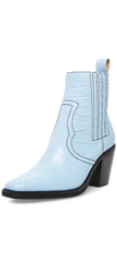 Steve Madden Geniva Light Blue Crocodile Pull On Square Toe Classic Western Boot