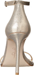 Jessica Simpson Ostey Champagne Ankle Strap Squared Toe Stiletto Heeled Sandals