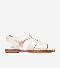 Cole Haan Cloudfeel Fisherman Egret Jericho Leather Open Toe Flats Sandals