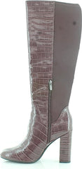 Circus By Sam Edelman Clarimont Burgundy Croc Print Side Zip Knee High Heel Boots