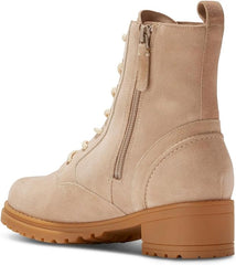 Cole Haan Camea Waterproof Sesame Suede Rounded Toe Zipper Ankle Combat Boots