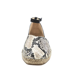 Vince Camuto Arcketta Black Snake Leather Espadrille Flat Ankle Strap Sandals