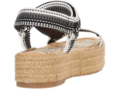 Sam Edelman Artica Black White Woven Flatform Wedge Platform Espadrilles Sandal