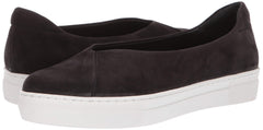 JSlides Felecia Nubuck Black Leather Slip On Fashion Flats Platform Sneakers