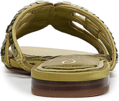 Sam Edelman Bay Greentini Sequin Round Open Toe Slip On Leather Strap Sandals