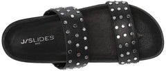 J Slides Erika Sandal Black Leather Slide Mule Slip On Flip Flops