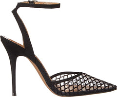 Jessica Simpson Pirrie Lucite Clear/Black Buckle Strap Pointed Toe Pumps