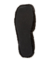 Steve Madden Vito Black Slip On Rounded Open Toe Platform Fur Fashion Slipper