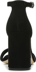 Sam Edelman Daniella Black Suede Ankle Strap Block Heeled Open Toe Sandals