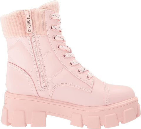 Circus by Sam Edelman Darren Ballet Pink Lace Up Round Toe Chunky Lug Sole Boots