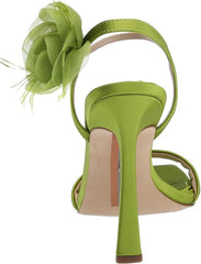 Sam Edelman Leana Tropic Green Suede Squared Open Toe Stiletto Heleed Sandals