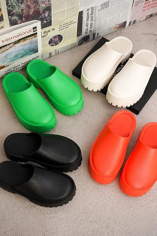KK PAIR OF KINGS Heights Red Fashion Slip On Non-Slip Mule Clog Platform Sandals