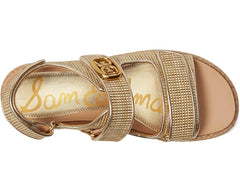 Sam Edelman Arlo Linen Open Toe Velcro Straps Raffia Sport Heeled Light Sandals
