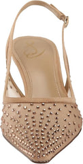 Sam Edelman Bianka Beechwood Glitz Mesh Pointed Toe Slingback Kitten Heeled Pump