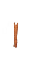 Steve Madden Lasso Cognac Pull On Stacked Block Heel Pointed Toe Knee High Boots