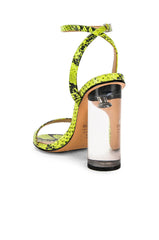 Schutz Valencia Open Toe Ankle Strap Block Clear Heeled Sandals Neon Yellow