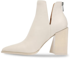 Steve Madden Taylen Bone Leather Zipper Closure Pointed Toe Collar Notched Boots