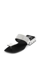 Jeffrey Campbell Alise Black Suede Silver Block Heel Open Toe Flat Sandals