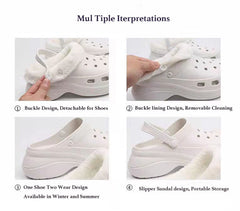 Crystal High Increase Plush Lining Memory Foam Cotton Thick Sole Clog slippers 8