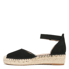 Naturalizer Sole Wren Black Fabric Fashion Ankle Strap Low Heel Espadrille Sandals