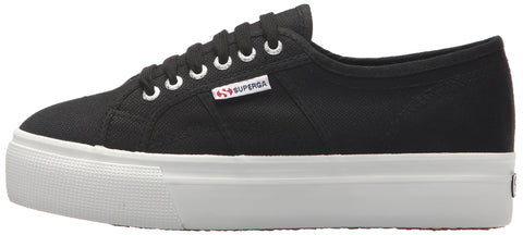 Superga 2790 Black canvas White Platform Low-Top Wedge Flatform Sneakers