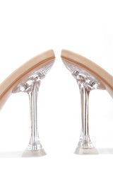 Cape Robbin Rafa Nude Vegan Quilted Leather Open Toe High Heel Dress Mule Sandal