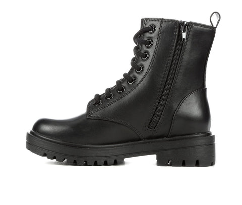 Soda Firm Black Lace Up Rounded Toe Chunky Platform Classic Combat Ankle Boots