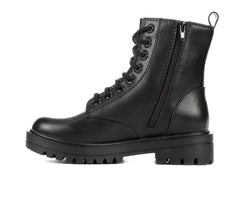 Soda Firm Black Lace Up Rounded Toe Chunky Platform Classic Combat Ankle Boots