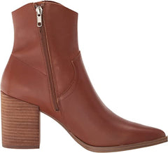 Steve Madden Cate Cognac Leather Block Heel Pointed Toe Pull On Fashion Boots