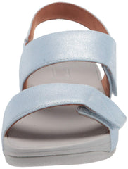 FitFlop Women's Wedge Sandal Mina Light Blue Wedge Mule Sandals