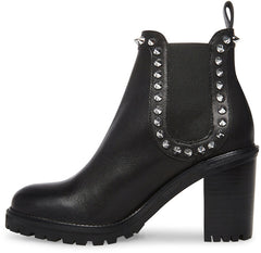 Steve Madden Genoa Black Leather Pull On Rounded Toe Pyramid Embellished Boots