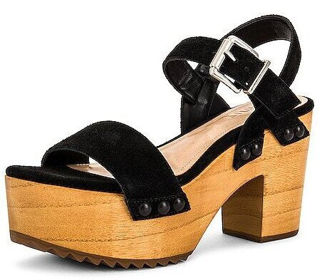 Schutz Gaylah Black Open Toe Buckle Ankle Strap Slingback Platform Sandals