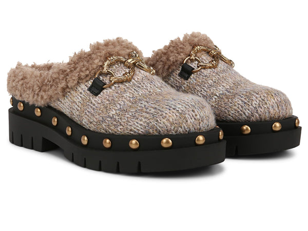 Circus NY by Sam Edelman Annie Cozy Natural Fur Fashion Slip On Platform Mules