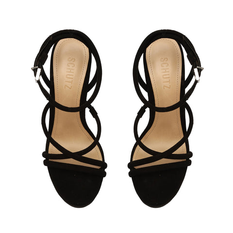Schutz Zilla Black Suede Straps Buckle Ankle High Heels Womens Platforms Sandals