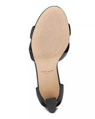 Cole Haan Adella Braid Black Leather Ankle Strap Open Toe Block Heeled Sandals