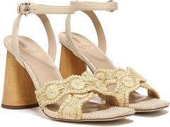 Sam Edelman Kacie Natural/Summer Sand Ankle Strap Open Toe Block Heeled Sandals