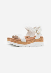 Steve Madden Roselita Ankle Strap Cork Lightweight Platform Wedge Sandals