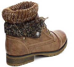 Refresh WYNNE-01 Women's combat style lace up ankle bootie, Taupe