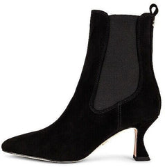 Sam Edelman Lani Black Square Toe Pull On Spooled Heels Chelsea Fashion Boots