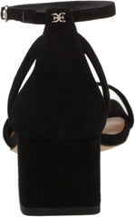Sam Edelman Wilson Black Ankle Strap Squared Open Toe Block Heeled Sandals