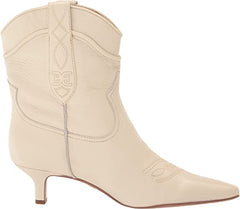 Sam Edelman Taryn Ivory Suede Leather Pointed Toe Kitten Heel Cowboy Boots