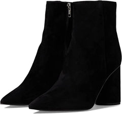Steve Madden Vallor Black Spool Heel Pointed Toe Suede Ankle Fashion Boots