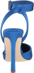 Steve Madden Sarantos Blue Satin Ankle Strap Pointy Toe Stiletto Heeled Sandal