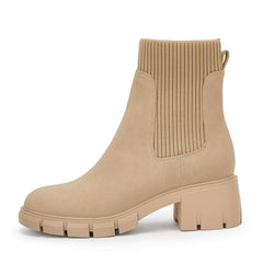 Ruanyu Platform Ankle Elastic Chunky Block Heel Chelsea Booties Lug Combat Boots 8