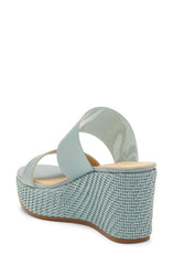 Lucky Brand Brindia Lead Strappy Slip On Platform Suede Wedge Fashion Sandals